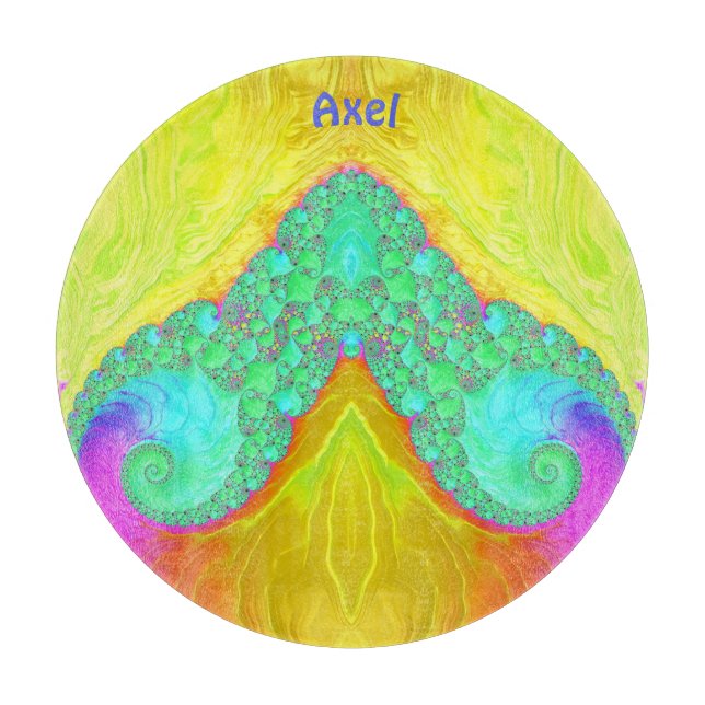 Planche À Découper AXEL~ 3D Jaune vert rose rose rose design original (Devant)