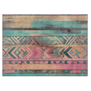 Planche À Découper Aztec Sud-Ouest Bleu Et Tribal Rose