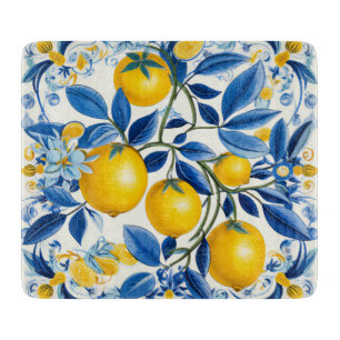 Planche À Découper 💛 Azulejos bleu et jaune 💙 citrons