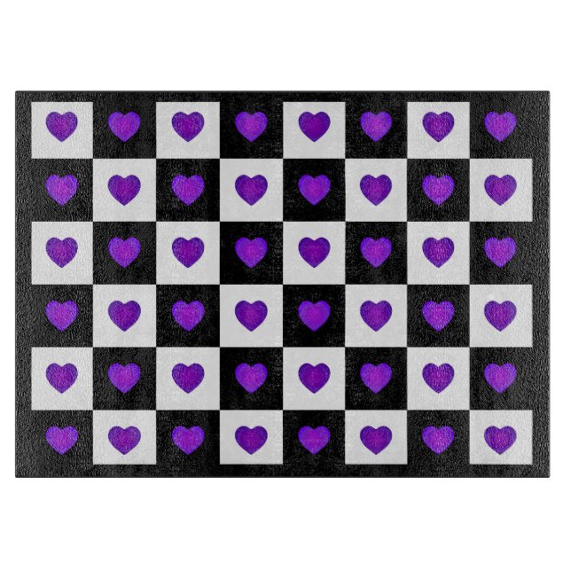 Planche À Découper B&W Purple Hearts Beating (Devant)