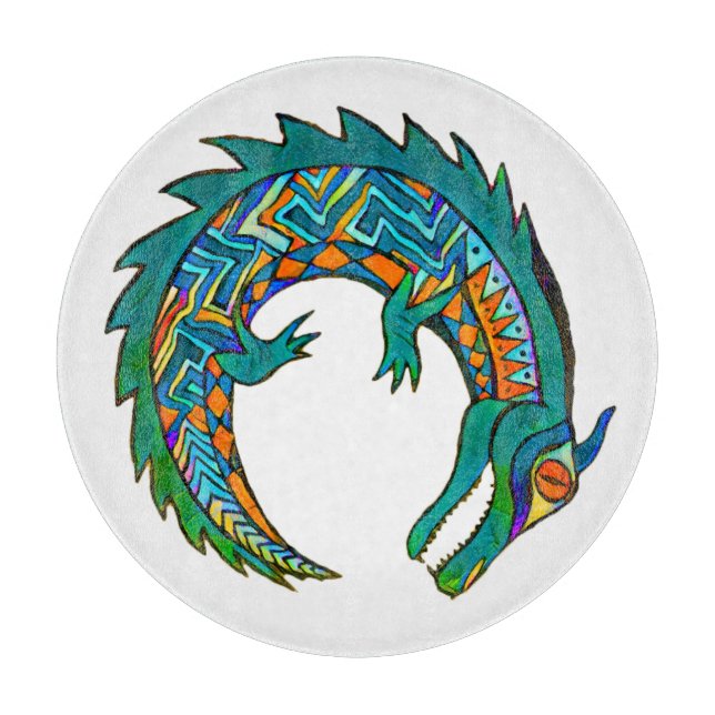 Planche À Découper Bac en acrylique d'alligator tribal (Devant)