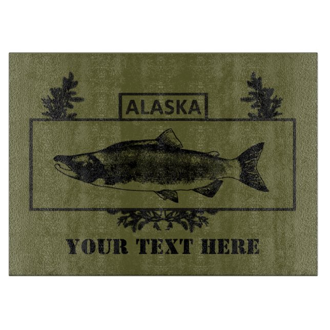 Planche À Découper Badge de pêcheur de combat de l'Alaska (Devant)
