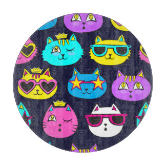 Planche À Découper Badges de chat, textile pop art