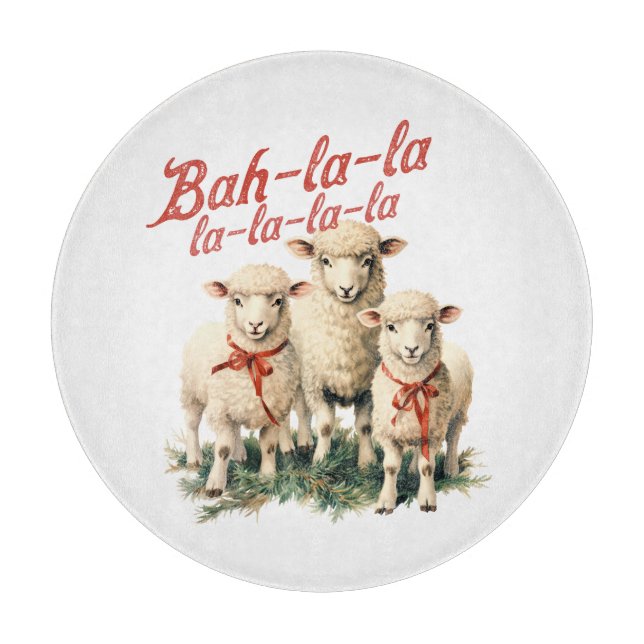 Planche À Découper Bah La La Cute Retro Noël Moutons (Devant)