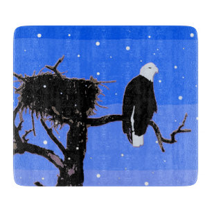 Planche À Découper Bald Eagle en hiver - Art original de la faune