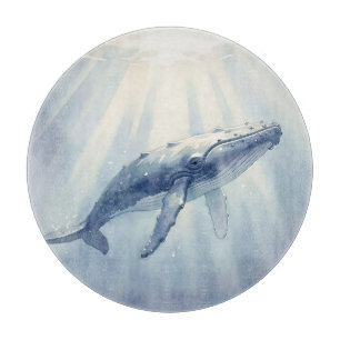 Planche À Découper Baleine à bosse aquarelle océan