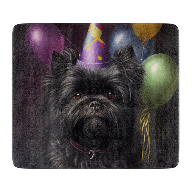 Planche À Découper Ballons d'anniversaire pour chien Affenpinscher (Devant)