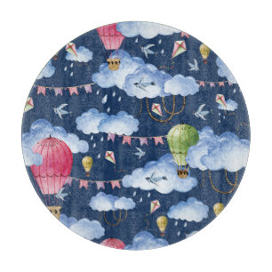 Planche À Découper Ballons Whimsical : Motif de nuage d'aquarelle