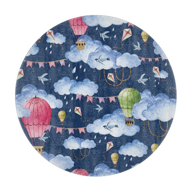 Planche À Découper Ballons Whimsical : Motif de nuage d'aquarelle (Devant)