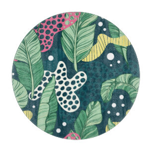 Planche À Découper Banana feuilles abstraits, couleurs tendance
