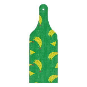 Planche À Découper Bananes Géométriques Motif Vert Jaune