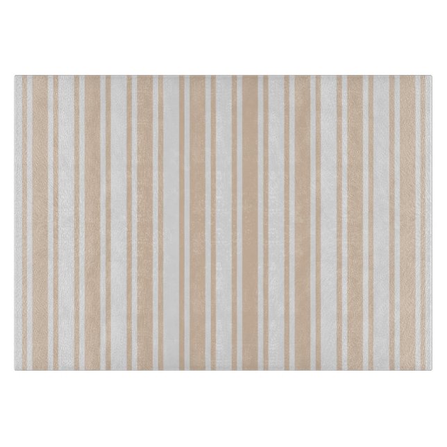 Planche À Découper Bande de bonbons beige et blanche (Devant)