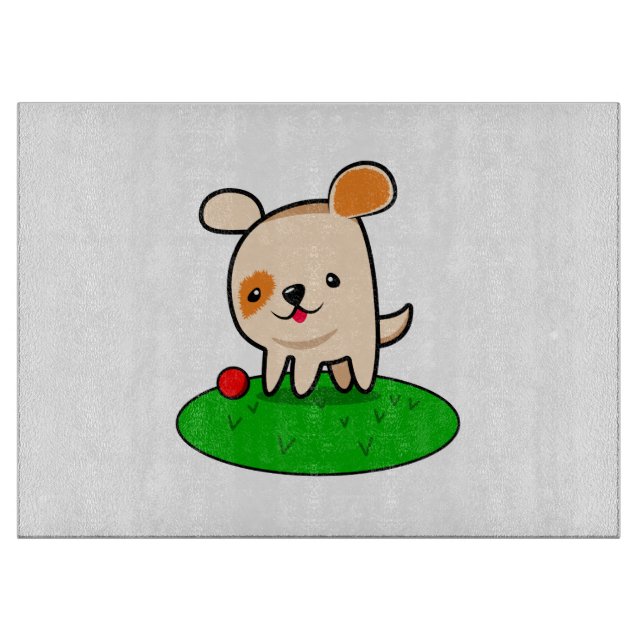 Planche À Découper Bande dessinée mignonne de chiot (Devant)