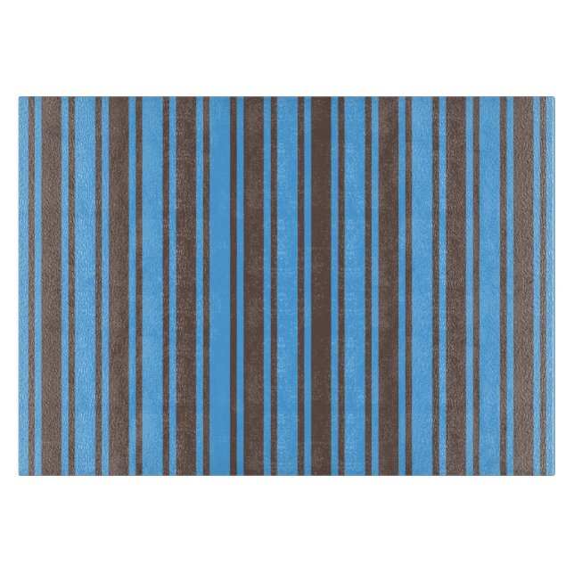Planche À Découper Bandes de bonbons Brown et bleues (Devant)