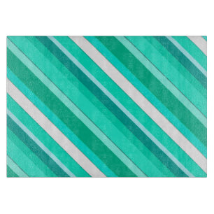Planche À Découper Bandes de bonbons en couches - turquoise et blanch