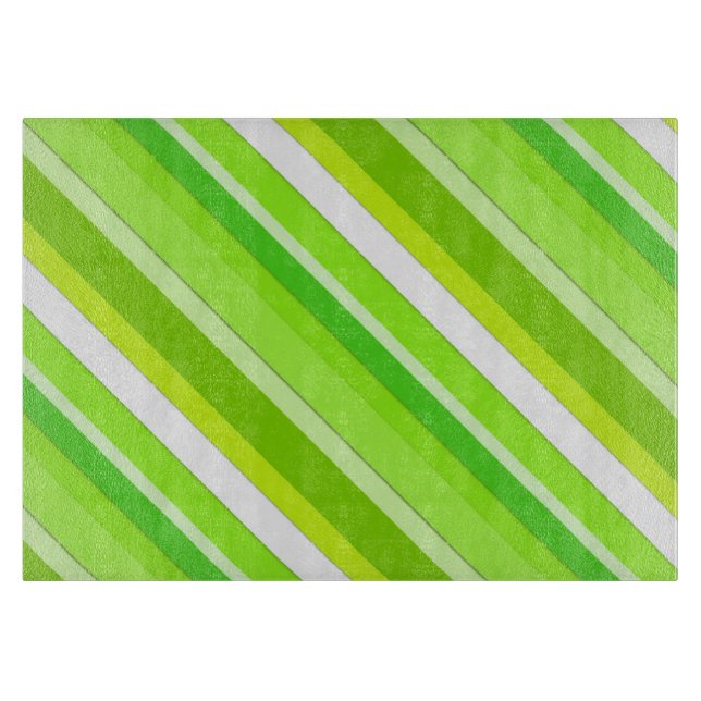 Planche À Découper Bandes de bonbons en couches - vert citron et blan (Devant)