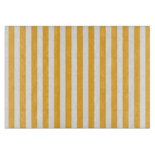 Planche À Découper Bandes de bonbons jaune et blanc ensoleillé