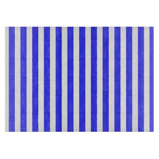 Planche À Découper Bandes de bonbons royales bleues et blanches (Devant)