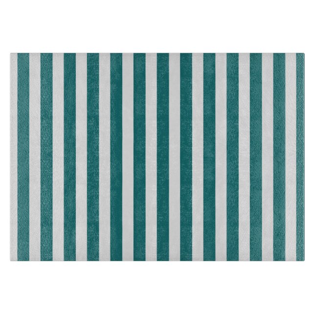 Planche À Découper Bandes de bonbons turquoises et blanches (Devant)