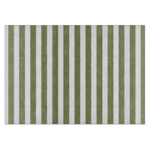 Planche À Découper Bandes de bonbons vert olive et blanc