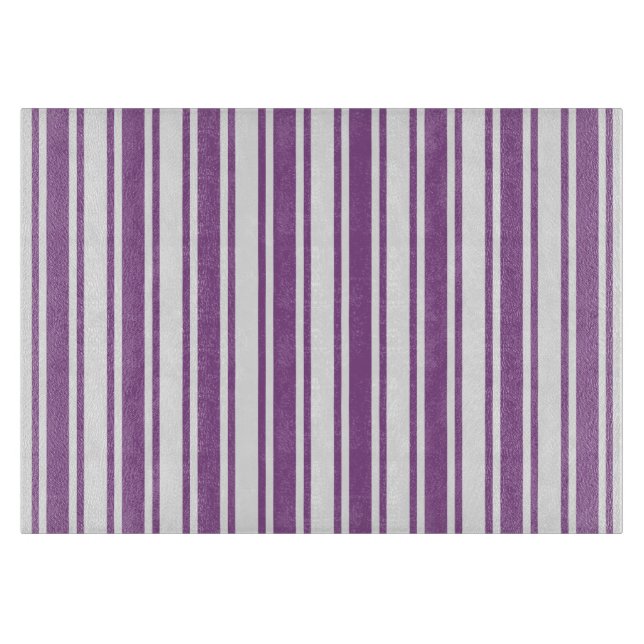 Planche À Découper Bandes de bonbons violettes et blanches (Devant)