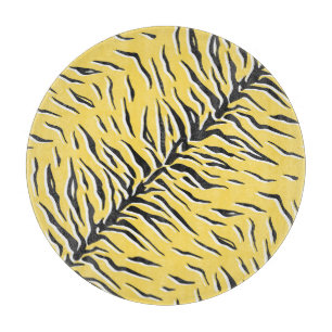Planche À Découper Bandes de tigre jaune-noir : motif vintage.