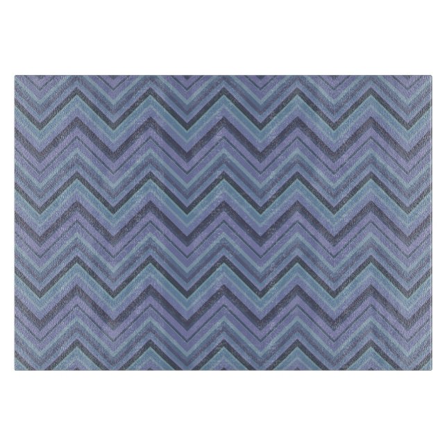Planche À Découper Bandes de zigzag gris bleu (Devant)