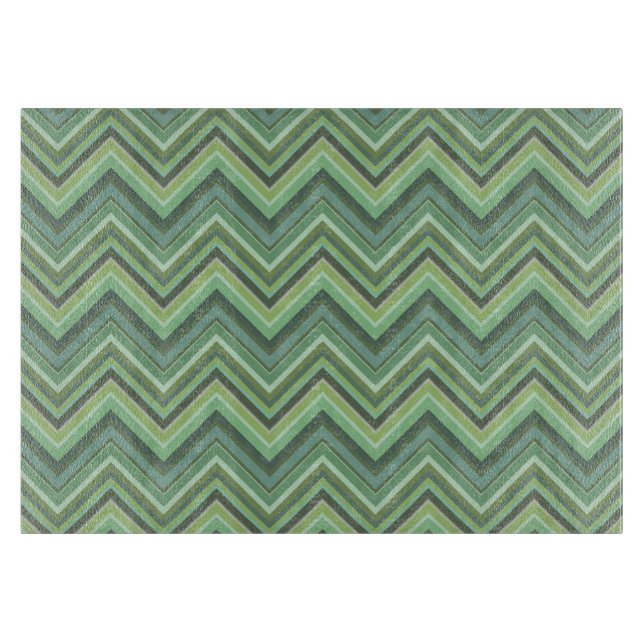 Planche À Découper Bandes de zigzag vert olive (Devant)