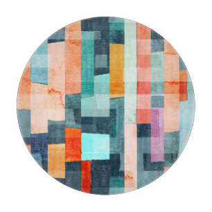 Planche À Découper Bandes géométriques multicolores, motif tendance.