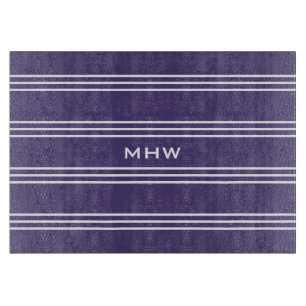 Planche À Découper Bandes violettes monogrammes personnalisées