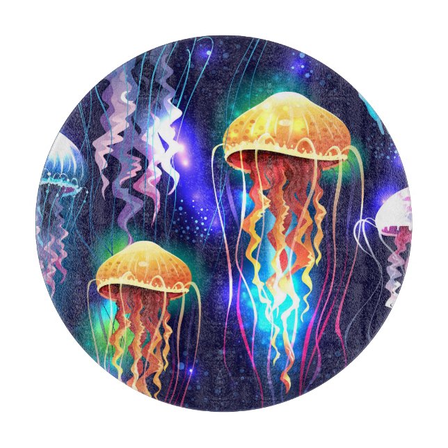 Planche À Découper Bannière horizontale de méduse sous-marine (Devant)