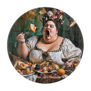 Planche À Découper "Banquet du Chaos" Œuvre d'art surréaliste colorée