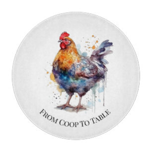 Planche À Découper Barnyard Splendor : Hen aquarelle, personnalisé
