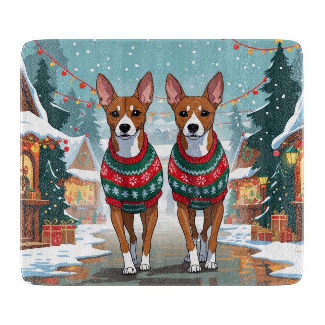 Planche À Découper Basenji Dogs Christmas Snow Holiday  (Devant)