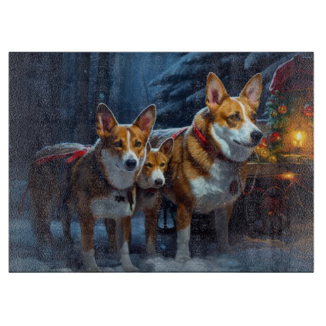 Planche À Découper Basenji enneigé traîneau décoration de Noël (Devant)
