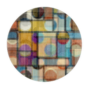Planche À Découper Basse bâtisse en poly pixel, motif géométrique.