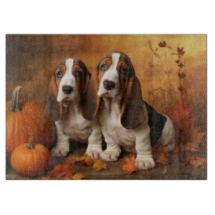 Planche À Découper Basset Hound Chiot Automne Citrouille de plaisir
