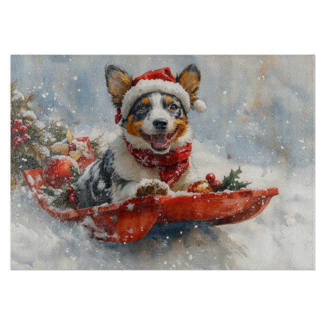 Planche À Découper Bateau australien en sledge laissez-le neiger Noël (Devant)