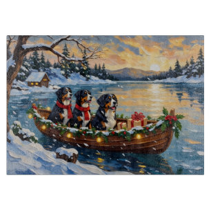 Planche À Découper Bateau de Noël de chien de montagne bernois pour l