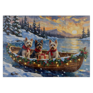 Planche À Découper Bateau de Noël de Terrier de Skye pour les Fêtes