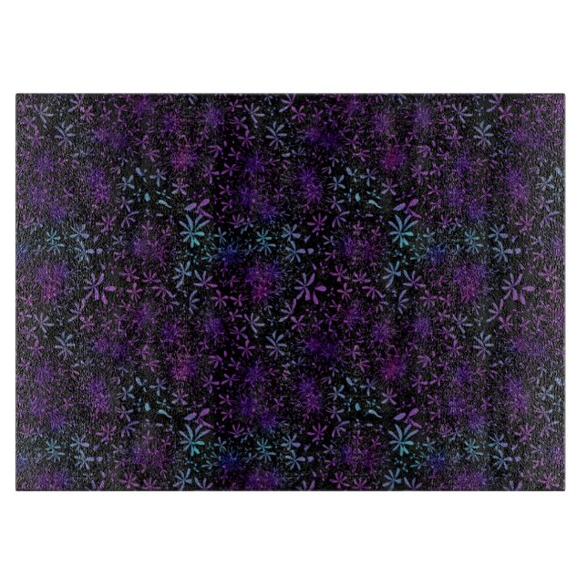 Planche À Découper Batik Floral Turquoise Rétro (Devant)