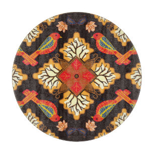Planche À Découper Batik indonésien : motif de la faune de la flore.
