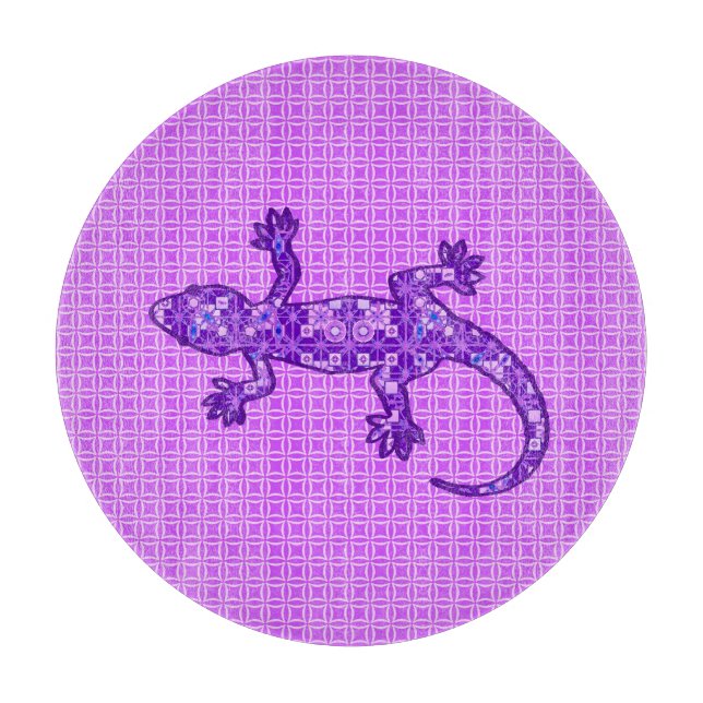 Planche À Découper Batik Tribal Gecko - violet et améthyste violet (Devant)