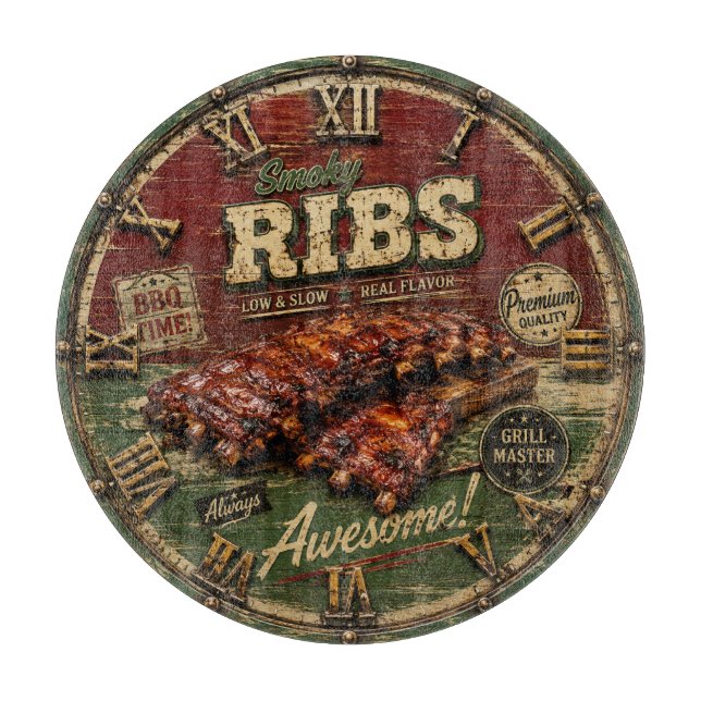 Planche À Découper BBQ Ribs Smokehouse Barbecue  Grill Master Gift (Devant)