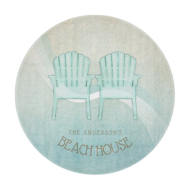 Planche À Découper Beach House Adirondack Chaises Aqua Blue ID623 (Devant)