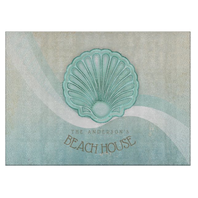 Planche À Découper Beach House Clam Shell Aqua Blue ID623 (Devant)