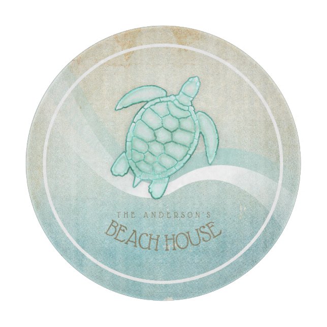 Planche À Découper Beach House Tortue nautique Aqua Blue ID623 (Devant)