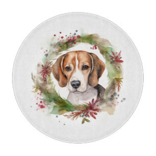 Planche À Découper Beagle Noël Wreath Festive Pup