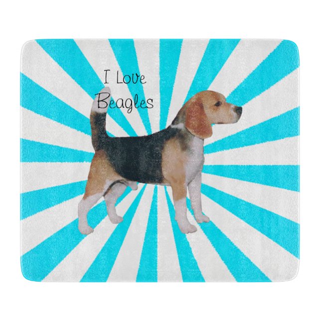 Planche À Découper Beagle sur le soleil de turquoise (Devant)