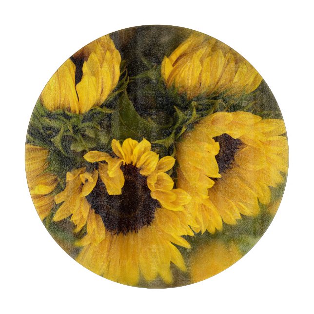 Planche À Découper Beau Bouquet de tournesols d'or (Devant)